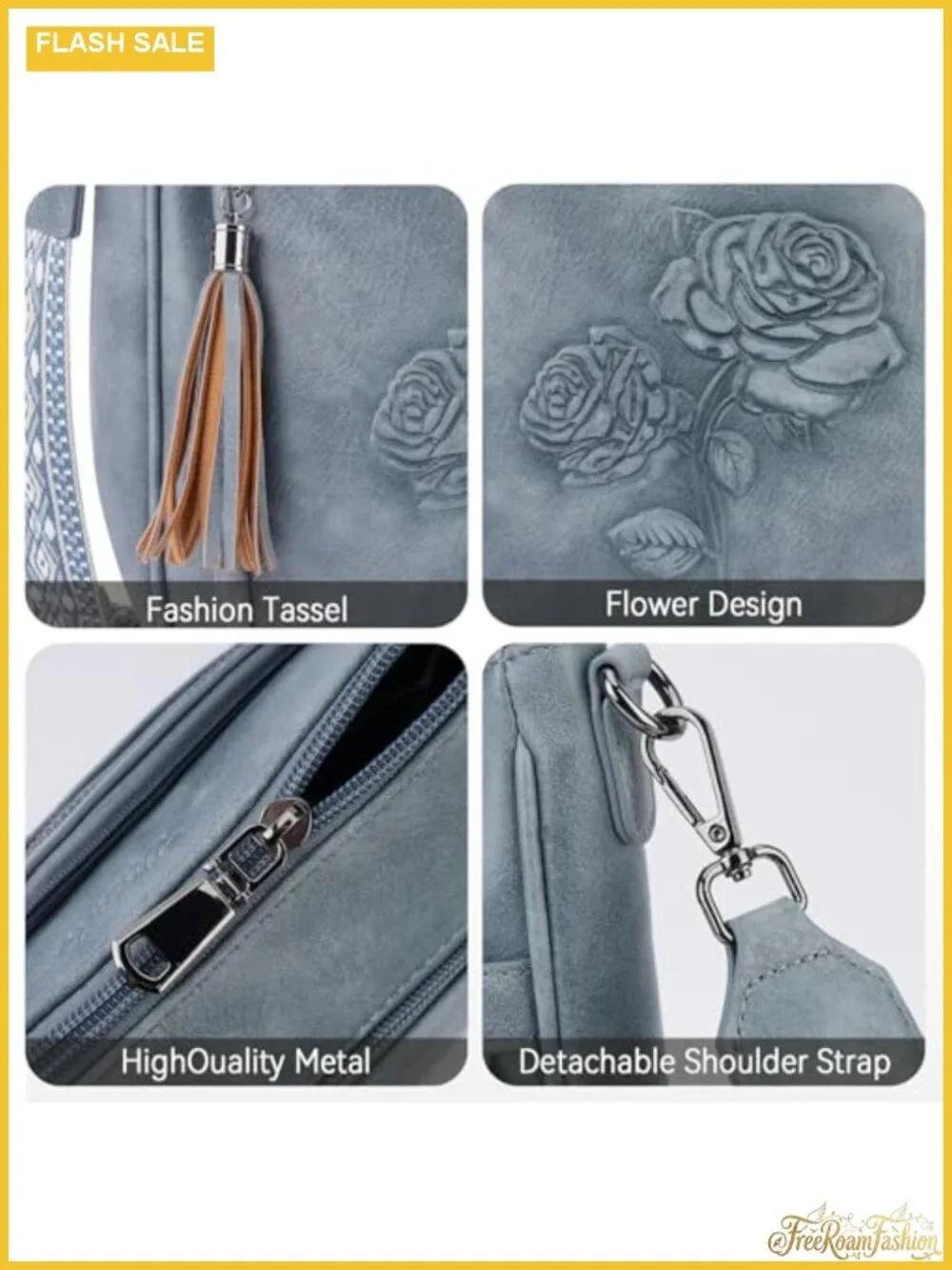 Vegan Leather Hobo Crossbody Bag with Floral Embossed Pattern, Adjustable
